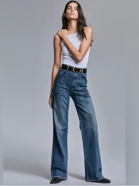 Nili Lotan Jeans Quentin Wide-Leg in Medium Wash Blue